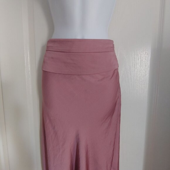 Free People Silky Flowy Boho Runway Trendy Y2K Festival Blush Maxi Skirt 12 - Picture 2 of 16